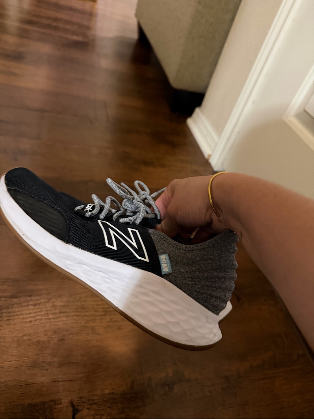 New Balance Kids Black and Gray Knit Sneaker